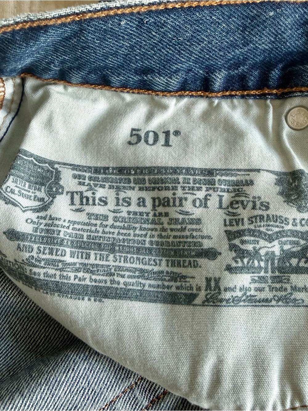 Levi's Distressed Blue Denim Cutoff Shorts - Picture 7 of 8